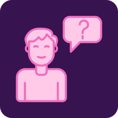 Müşteri Soru simgesi, vektör illüstrasyonu. Logotype. Konuşma balonunda soru işareti olan çocuk Avatar 'ı  