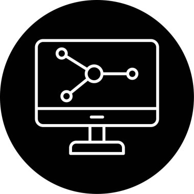 Bilgisayar Simülasyonu simgesi, vektör illüstrasyonu basit tasarım