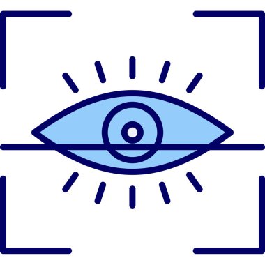 Göz Tarama Ağı simgesi, vektör illüstrasyonu. Tarama çerçevesi vektör ana hatları işaretli dijital göz