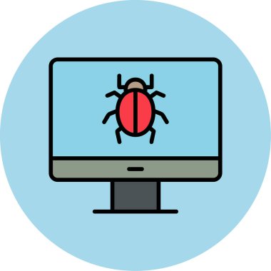 bilgisayar virüsü simgesi, vektör illüstrasyonu basit tasarım