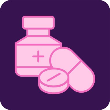 ilaç hapları simgesi, basit vektör illüstrasyonu 