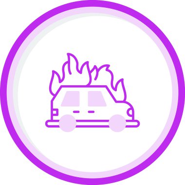 Araba yanıyor. Web simgesi basit illüstrasyon