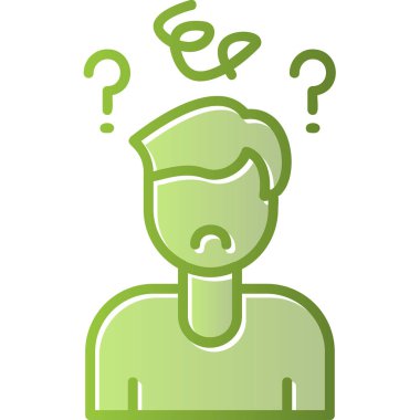 Soru işaretleri ile karışık adam simgesi. Basit tasarım 