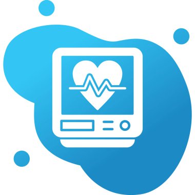 Ekranda kalp atış hızı simgesi olan akıllı aygıt, vektör, beyaz arkaplanda izole. Görüntü.