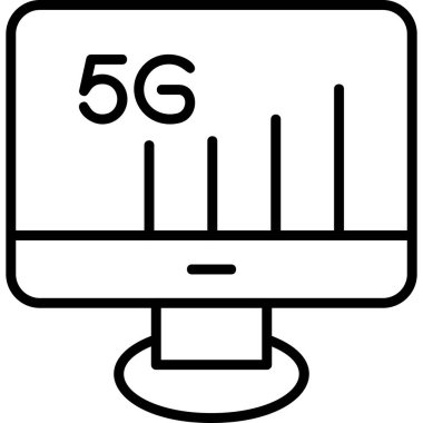 5G Monitör. Web simgesi basit illüstrasyon          