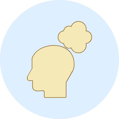 Düşünen baş simgesi, vektör çizimi basit tasarım