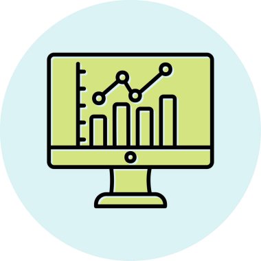 çevrimiçi bar grafikli bilgisayar ekranı, web simgesi basit illüstrasyon