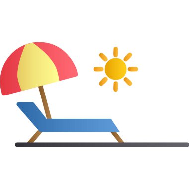 Yaz tatili, plaj ikonu, vektör illüstrasyonu