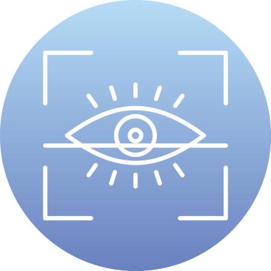 Göz Tarama Ağı simgesi, vektör illüstrasyonu. Tarama çerçevesi vektör ana hatları işaretli dijital göz