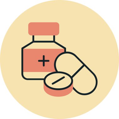 ilaç hapları simgesi, basit vektör illüstrasyonu 