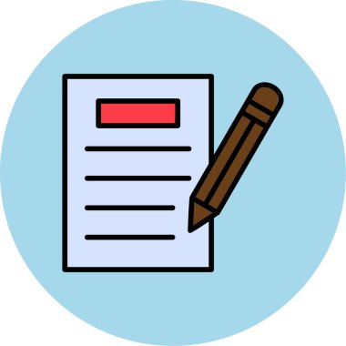 kalem ile doküman. Web simgesi basit illüstrasyon