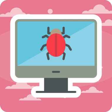 bilgisayar virüsü simgesi, vektör illüstrasyonu basit tasarım