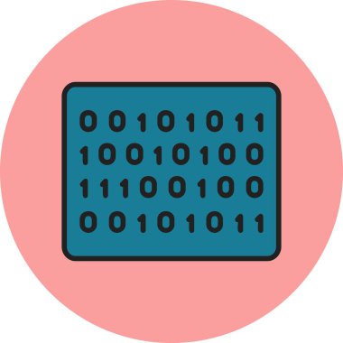 İkili Kod simgesi, vektör illüstrasyonu 