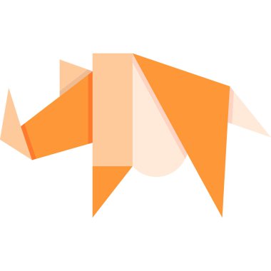 Origami biçiminde gergedan simgesi, vektör 