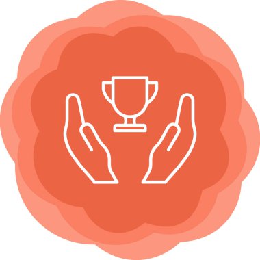 Galibiyet, kupa vektör simgesi ile eller