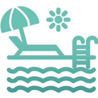 yüzme havuzu ikonu vektör illüstrasyonu