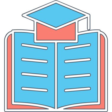 Kitap sembollü ikon çalış. Eğitim. Vektör illüstrasyonu