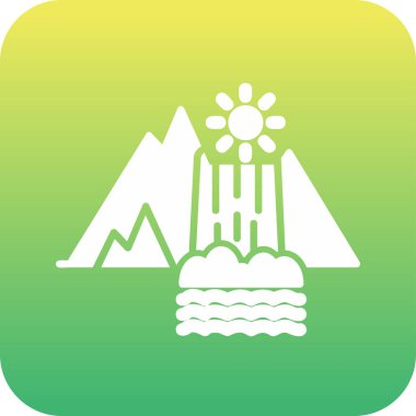 Dağların simgesindeki bir şelalenin vektör çizimi 