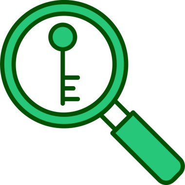 Anahtarlı büyüteç, vektör illüstrasyonu basit tasarım