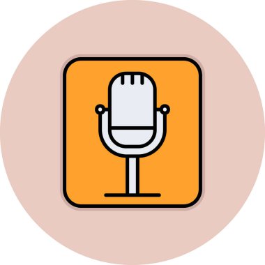 Retro mikrofon simgesi, vektör çizim 