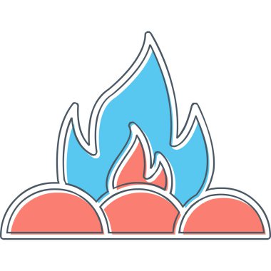 Kamp ateşi simgesi, vektör illüstrasyonu, düz tasarım 