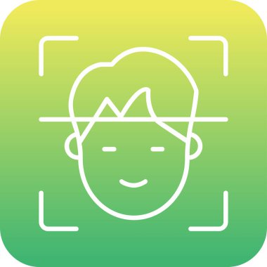 Yüz Tanıma vektör simgesi izole edildi. Yüz logosu taranıyor.