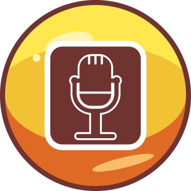 Retro mikrofon simgesi, vektör çizim 