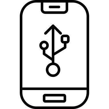 Bağlantı sembollü akıllı telefon. Web simgesi basit illüstrasyon