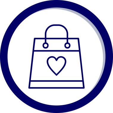 Aşk ikonlu alışveriş çantası, vektör illüstrasyonu