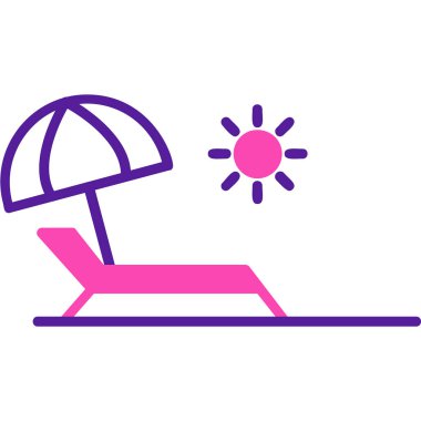 Yaz tatili, plaj ikonu, vektör illüstrasyonu