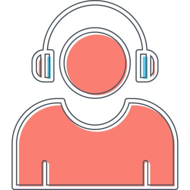 Etkilendirici kulaklık takar Web simgesi, vektör illüstrasyonu