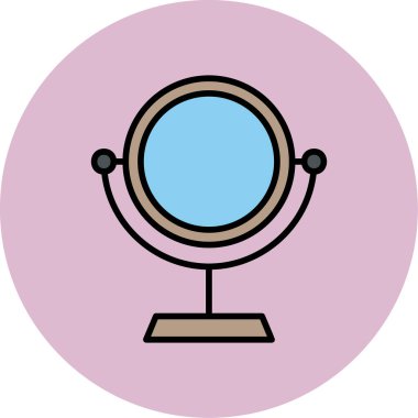Makyaj aynası simgesi, vektör illüstrasyonu 