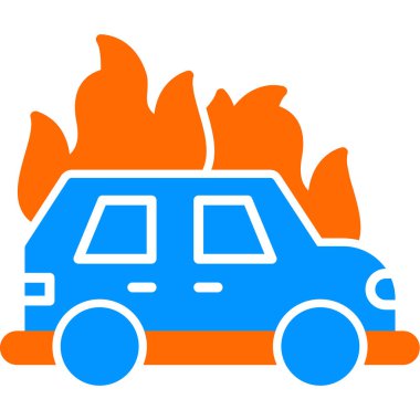 Araba yanıyor. Web simgesi basit illüstrasyon