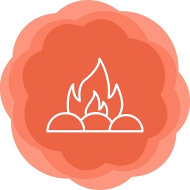 Kamp ateşi simgesi, vektör illüstrasyonu, düz tasarım 