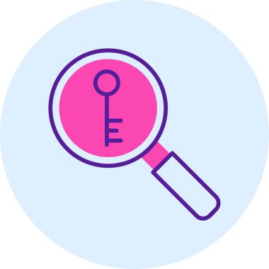 Anahtarlı büyüteç, vektör illüstrasyonu basit tasarım