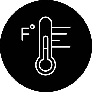 Fahrenheit Derece ile termometre simgesi, vektör illüstrasyonu