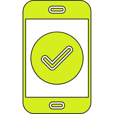 Tik işaretli telefon, vektör illüstrasyonu basit tasarım