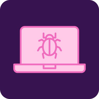 bilgisayar zararlı yazılım simgesi, vektör illüstrasyonu basit tasarım