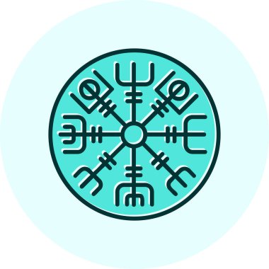 Vegvisir runik pusula simgesi, vektör illüstrasyonu.