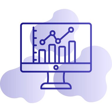 çevrimiçi bar grafikli bilgisayar ekranı, web simgesi basit illüstrasyon
