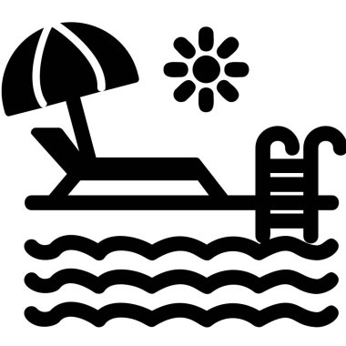 yüzme havuzu ikonu vektör illüstrasyonu