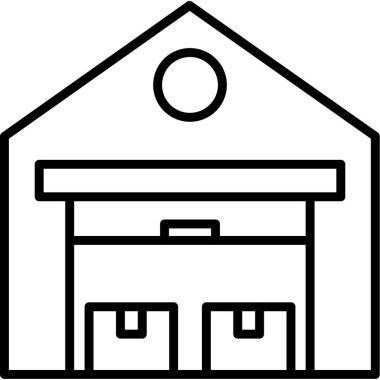 Depo binası. Web simgesi basit illüstrasyon