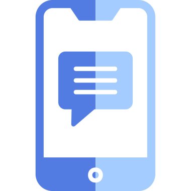 Ekran simgesinde konuşma balonu olan akıllı telefon, vektör illüstrasyon grafik tasarımı 