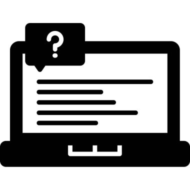  Soru işareti olan dizüstü bilgisayar simgesi. Vektör illüstrasyonu 