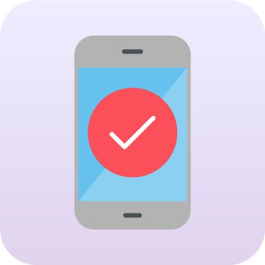 Tik işaretli telefon, vektör illüstrasyonu basit tasarım