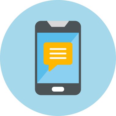 Ekran simgesinde konuşma balonu olan akıllı telefon, vektör illüstrasyon grafik tasarımı 