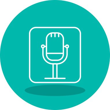 Retro mikrofon simgesi, vektör çizim 