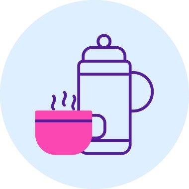 Kap ikonlu termos. Web basit illüstrasyonu