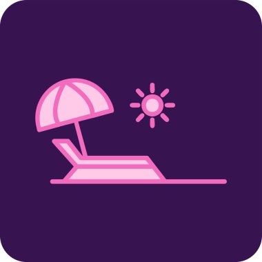 Yaz tatili, plaj ikonu, vektör illüstrasyonu