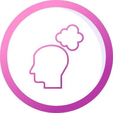 Düşünen baş simgesi, vektör çizimi basit tasarım